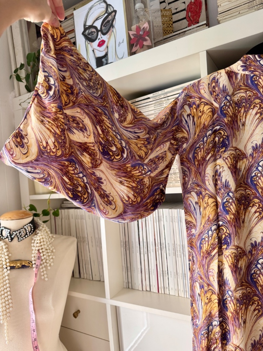 Winter Kate by Nicole Richie Silk Kimono Boho Paisley Jacket Cardigan Robe M - Picture 12 of 13